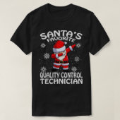 Santas Favoriete kwaliteitscontrole Technicus Kers T-shirt (Design voorkant)