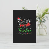 Santas Favoriete leraar Funny Kerstkerstkerstkerst Kaart (Staand voorkant)