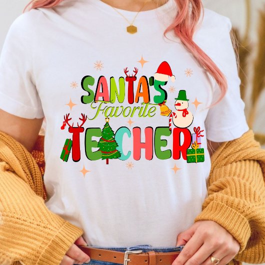Santa's favoriete leraar.Gepersonaliseerde leraar  T-shirt
