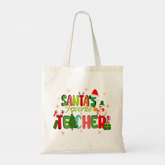 Santa's favoriete leraar.Gepersonaliseerde leraar  Tote Bag (Achterkant)