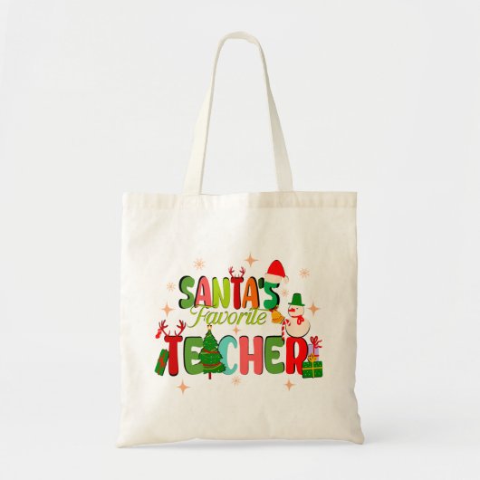Santa's favoriete leraar.Gepersonaliseerde leraar  Tote Bag (Voorkant)