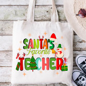 Santa's favoriete leraar.Gepersonaliseerde leraar  Tote Bag
