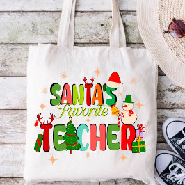 Santa's favoriete leraar.Gepersonaliseerde leraar  Tote Bag