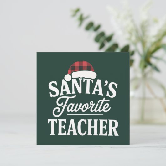 Santa's Favoriete Leraar Kerst Leerlingen Kaart (Staand voorkant)