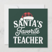 Santa's Favoriete Leraar Kerst Leerlingen Kaart (Voorkant)