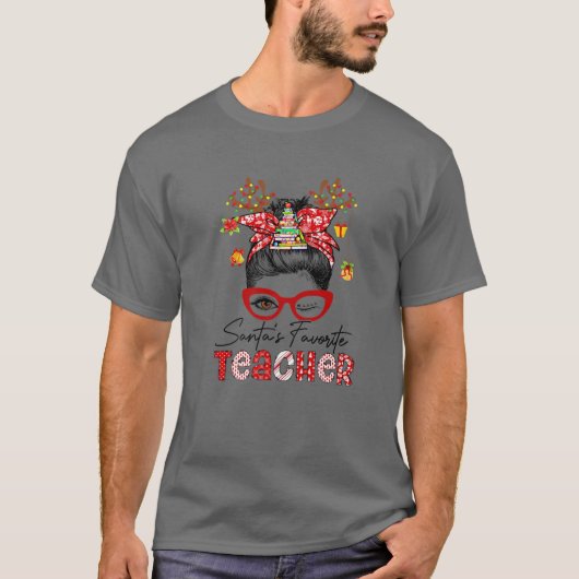 Santa's favoriete leraar kerstman Funny Bun T-shirt (Voorkant)