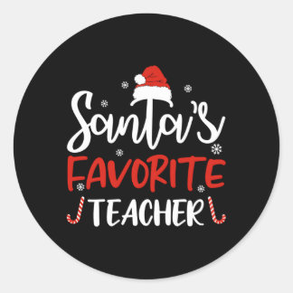 Santa's favoriete leraar Santa Ronde Sticker