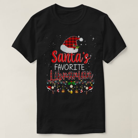 Santas Favoriete Librarian Kerstmis T-shirt (Design voorkant)