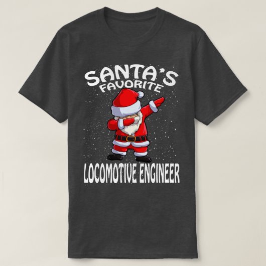 Santas Favoriete Locomotief Engineer Kerst T-shirt (Design voorkant)