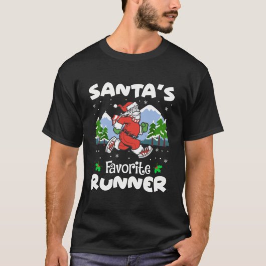 Santa's favoriete loper Funy Running Lover Kerstmi T-shirt (Voorkant)