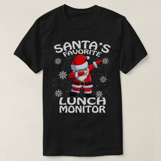 Santas Favoriete Lunch Monitor Kerstmis T-shirt (Design voorkant)