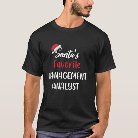 Santas Favoriete Management Analist Kerst Grappig T-shirt (Voorkant)