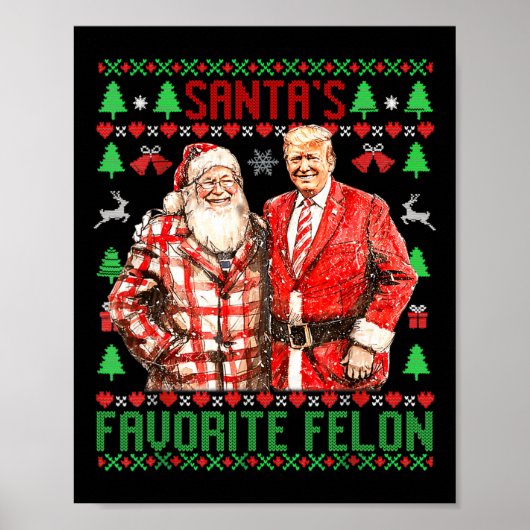 Santa's Favoriete-misdadiger Grappig 2024 Trump Ke Poster (Voorkant)