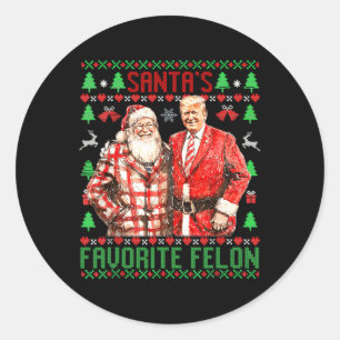 Santa's Favoriete-misdadiger Grappig 2024 Trump Ke Ronde Sticker