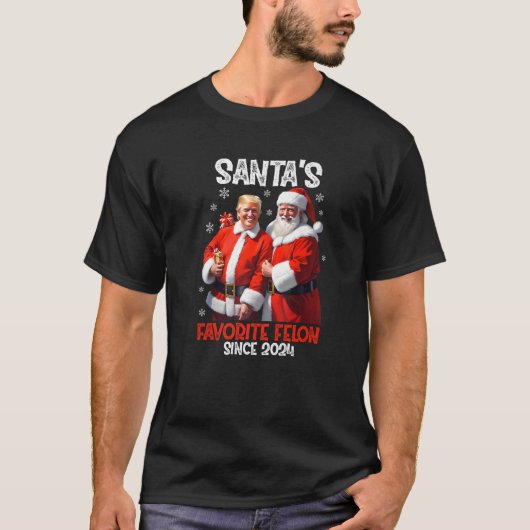 Santa's favoriete misdadiger sinds 2024 Trump Chri T-shirt (Voorkant)