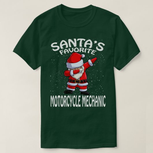Santas Favoriete Motorfiets Mechanische Kerstmis T-shirt (Design voorkant)