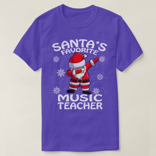 Santas Favoriete Muziek Kerstman leraar T-shirt (Design voorkant)