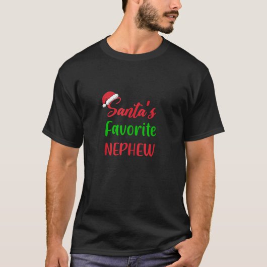 Santas Favoriete neef Grappig cadeau Kerstmis P T-shirt (Voorkant)