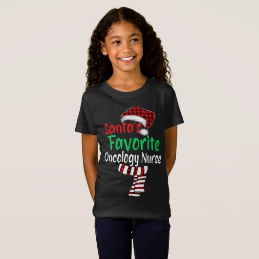 Santa's favoriete oncologie zuster kerstkerstkerst t-shirt (Voorkant volledig)