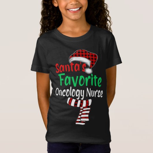 Santa's favoriete oncologie zuster kerstkerstkerst t-shirt (Voorkant)