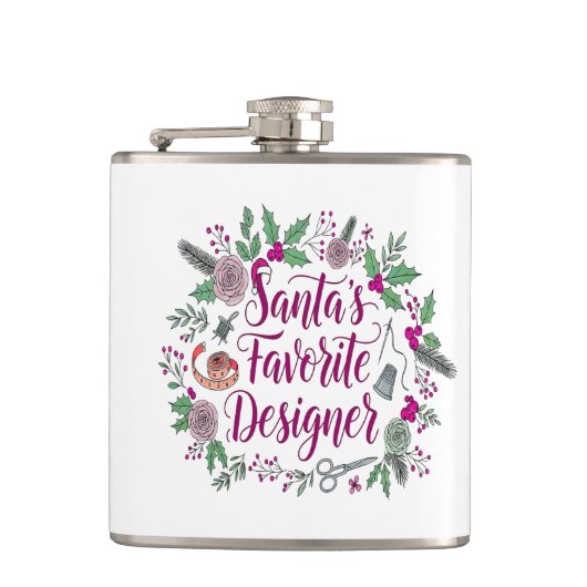 Santa's favoriete ontwerper Kerstmis naaien cadeau Heupfles (Voorkant)