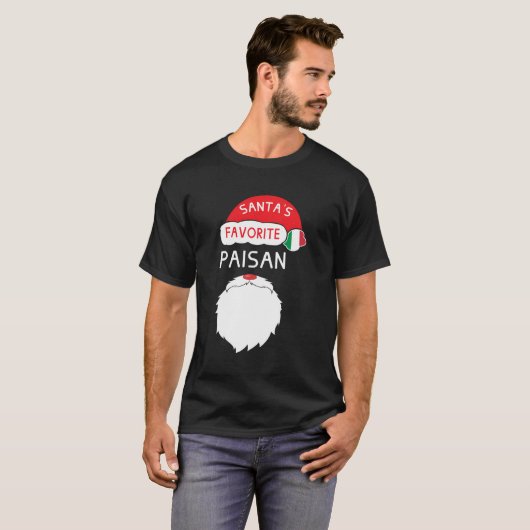 Santa's favoriete Paisan Grappige Italiaanse Pride T-shirt (Voorkant volledig)