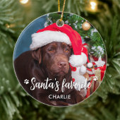 Santa's Favoriete Pet Puppy Dog Foto Kerstmis Keramisch Ornament