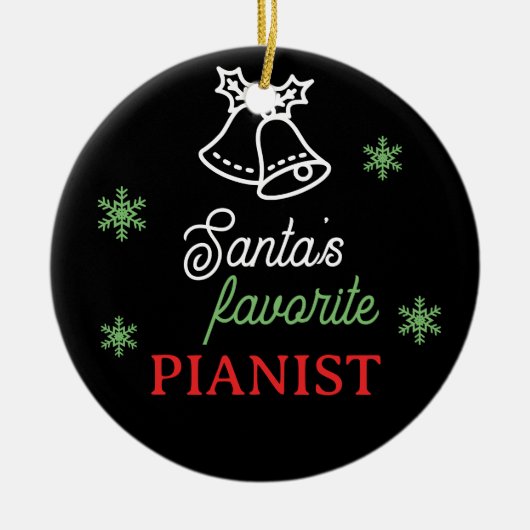 Santa's favoriete pianist foto piano sleutel zwart keramisch ornament (Voorkant)