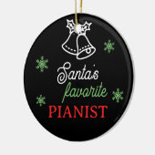 Santa's favoriete pianist foto piano sleutel zwart keramisch ornament (Links)