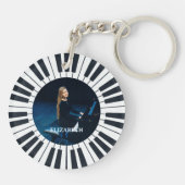 Santa's favoriete pianist foto piano sleutel zwart sleutelhanger (Achterkant)
