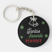 Santa's favoriete pianist foto piano sleutel zwart sleutelhanger (Voorkant)