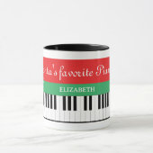 Santa's favoriete pianist Piano Key Bell Kerstmis Mok (Midden)