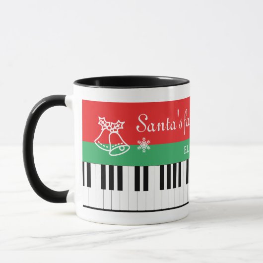 Santa's favoriete pianist Piano Key Bell Kerstmis Mok (Links)
