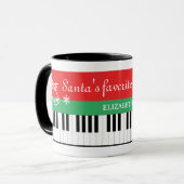 Santa's favoriete pianist Piano Key Bell Kerstmis Mok (Voorkant links)