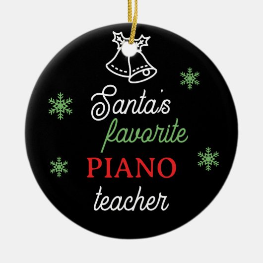 Santa's favoriete piano leraar foto piano sleutel keramisch ornament (Voorkant)
