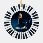 Santa's favoriete piano leraar foto piano sleutel keramisch ornament (Achterkant)