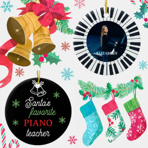 Santa's favoriete piano leraar foto piano sleutel keramisch ornament