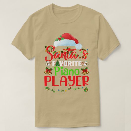 Santas favoriete pianospeler kerstmis t-shirt (Design voorkant)