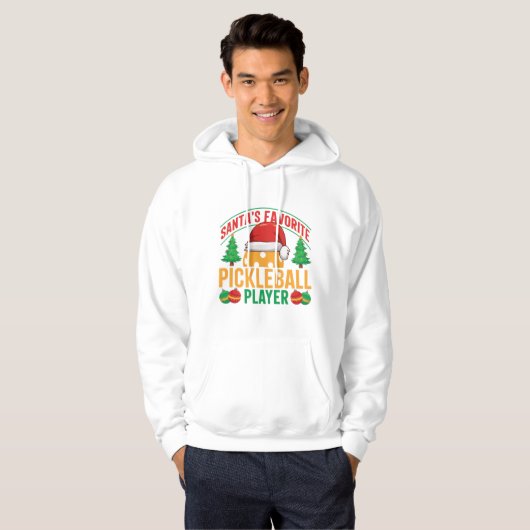 Santa's Favoriete Pickleball Speler - Grappig Hoodie (Voorkant volledig)