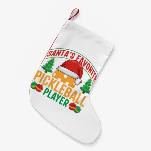 Santa's Favoriete Pickleball Speler - Grappig Kleine Kerstsok (Voorkant (Hangend))