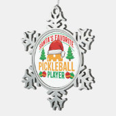 Santa's Favoriete Pickleball Speler - Grappig Tin Sneeuwvlok Ornament (Rechts)