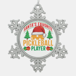 Santa's Favoriete Pickleball Speler - Grappig Tin Sneeuwvlok Ornament