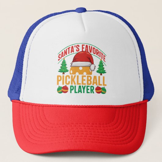 Santa's Favoriete Pickleball Speler - Grappig Trucker Pet (Voorkant)