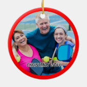 Santa's Favoriete Pickleballer Gepersonaliseerde f Keramisch Ornament (Achterkant)