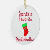 Santa's favoriete Pickleballer-sieraad Keramisch Ornament (Rechts)