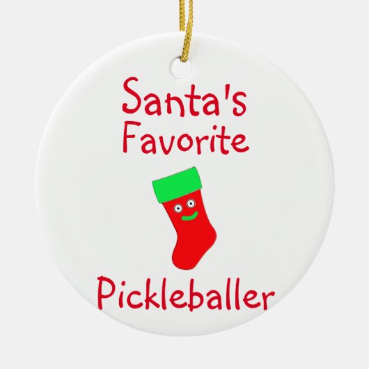 Santa's favoriete Pickleballer-sieraad Keramisch Ornament (Voorkant)