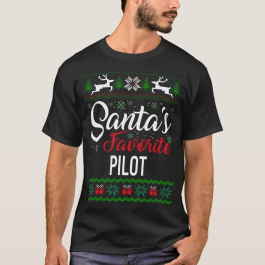 Santas favoriete piloot kerst lelijke trui t-shirt (Voorkant)