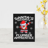 Santa's Favoriete Plumber Apprentice Kerstmis Kaart (Gele Bloem)