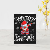 Santa's Favoriete Plumber Apprentice Kerstmis Kaart (Gele Bloem)