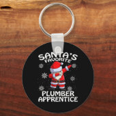 Santa's Favoriete Plumber Apprentice Kerstmis Sleutelhanger (Voorkant)